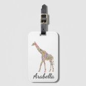 Elegante gepersonaliseerde Multi gekleurde Giraffe Bagagelabel (Voorkant (verticaal))