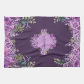 Elegante gepersonaliseerde Paarse en aubergine blo Theedoek (Horizontaal)