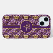 Elegante gepersonaliseerde Paarse en gouden Japans Case-Mate iPhone Case (Achterkant (horizontaal))
