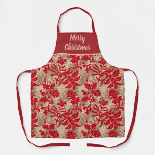 Elegante gepersonaliseerde rode bloemen kerst schort