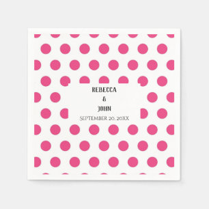 Elegante gepersonaliseerde roze polka dot bruiloft servet