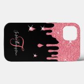 Elegante gepersonaliseerde roze sparkles Case-Mate iPhone case (Achterkant (horizontaal))