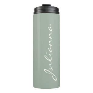 Elegante gepersonaliseerde scriptnaam Sage Green T Thermosbeker