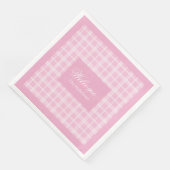 Elegante gepersonaliseerde servetten licht roze ta (Hoek)