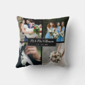 Elegante gepersonaliseerde trouwdag fotocollage kussen (Achterkant)