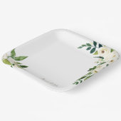 Elegante gepersonaliseerde witte bloemenbruiloft papieren bordje (Gebogen)