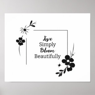 Elegante gepersonaliseerde zwarte bloemenwandkunst poster