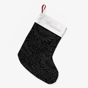 Elegante gepersonaliseerde zwarte bloemige blos ro kleine kerstsok