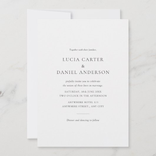 Elegante geperste bloemen Chic bruiloft uitnodigin Kaart (Achterkant)