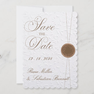 Elegante Geprägte Save-the-Date-Huwelijksuitnodigi Kaart
