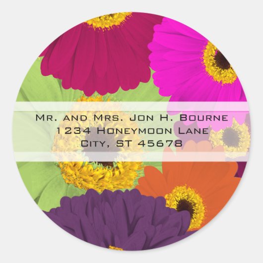 Elegante Gerber Daisy trouwstickers Ronde Sticker (Voorkant)