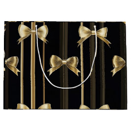 Elegante geschenktas met zwarte basis en gouden bo groot cadeauzakje
