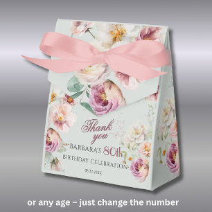 Elegante geschilderde roze bloem 80ste verjaardag bedankdoosjes