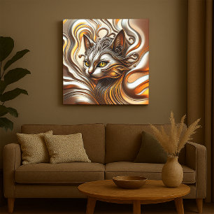 Elegante gesmolten vloeibare metallic goud en zilv canvas afdruk