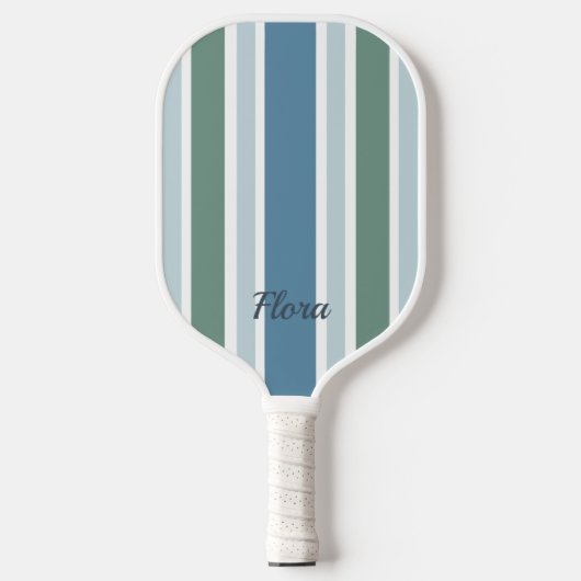 Elegante gestreepte blauwe en groene pickleball pa pickleball paddle (Voorkant)