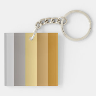 Elegante Gestreepte Goud Geel Zilver Grijs Kleuren Sleutelhanger
