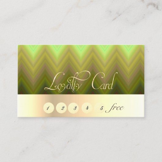 Elegante gestreepte, gouden, zigzag, loyaliteitska klantenkaartje (Voorkant)
