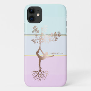 Elegante gestreepte, ombré roze gouden meisjessilh iPhone 11 hoesje