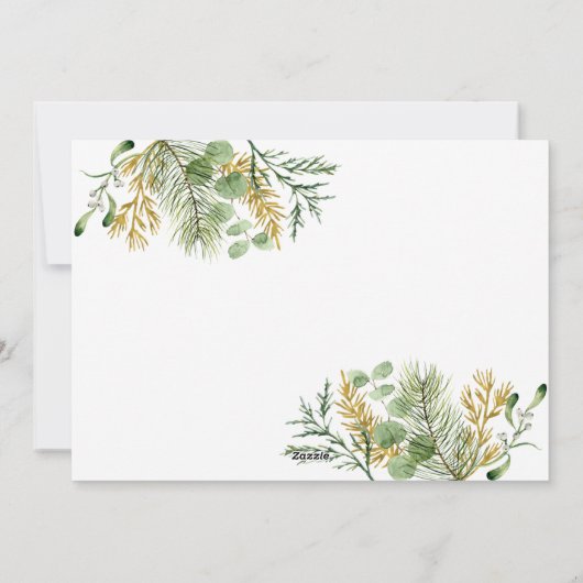 Elegante getrouwde en heldere gouden botanische fo feestdagenkaart (Achterkant)