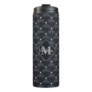 Elegante Gewatteerde Zwart & Bling Gepersonaliseer Thermosbeker