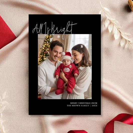 Elegante gezinsflat kerstkaart