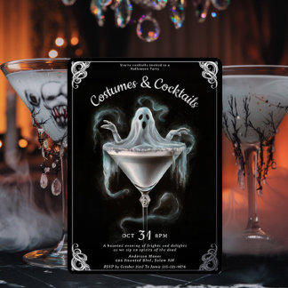 Elegante Ghost Martini Halloween-feest Folie Uitnodiging