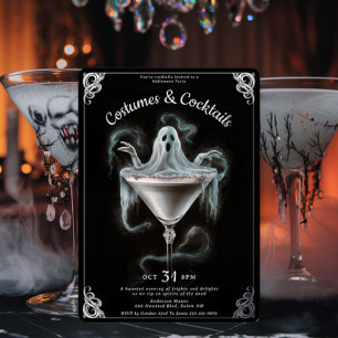 Elegante Ghost Martini Halloween Party Folie Uitnodiging