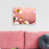 Elegante Ginkgo bladeren roze & goud Canvas Afdruk (Insitu (Woonkamer))