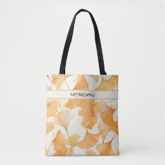 Elegante ginkgo laat gepersonaliseerde Canvas tas