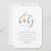 Elégante Giraffe Elephant Baby shower Invitation (Devant)