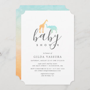 Elégante Giraffe Elephant Baby shower Invitation