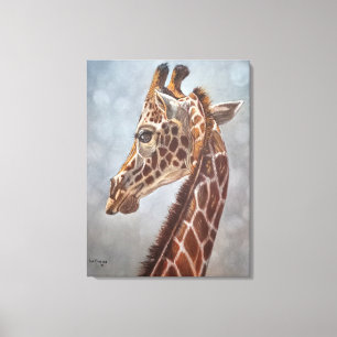 Elegante giraffe portret schilderij groot canvas afdruk