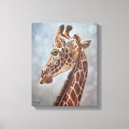 Elegante giraffe portret schilderij klein canvas afdruk