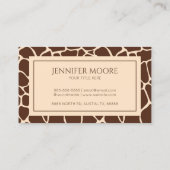 Elegante Giraffe Print Bruin Custom Visitekaartje (Achterkant)
