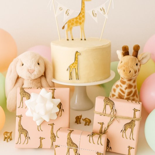 Elegante Giraffe Safari in Blush Inpakpapier Vel