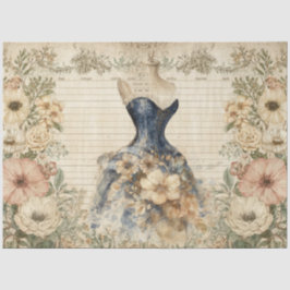 Elegante Girly Ephemera Cottagecore Floral Collage Tissuepapier