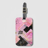 Elegante girly faux Glitter roze zwart geometrisch Bagagelabel (Voorkant (verticaal))