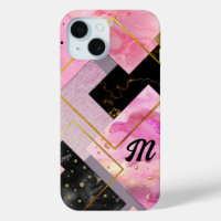 Elegante girly faux Glitter roze zwart geometrisch
