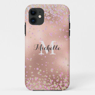 Elegante Girly Faux Roos Gold Folie Gepersonalisee iPhone 11 Hoesje