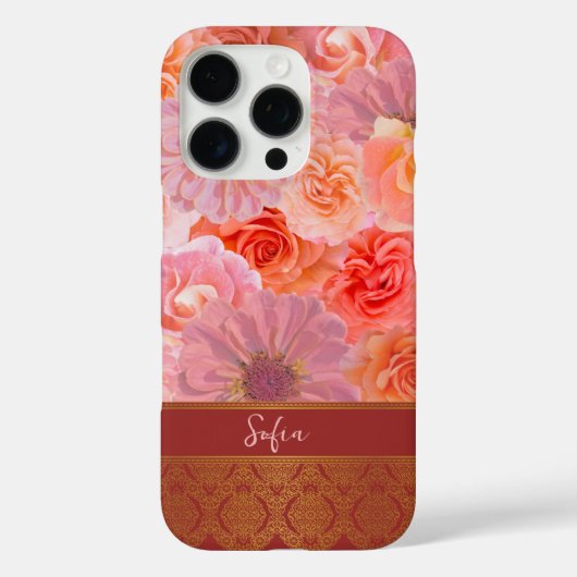 Elegante Girly Floral Oriental Custom Name Case-Mate iPhone Case (Achterkant)