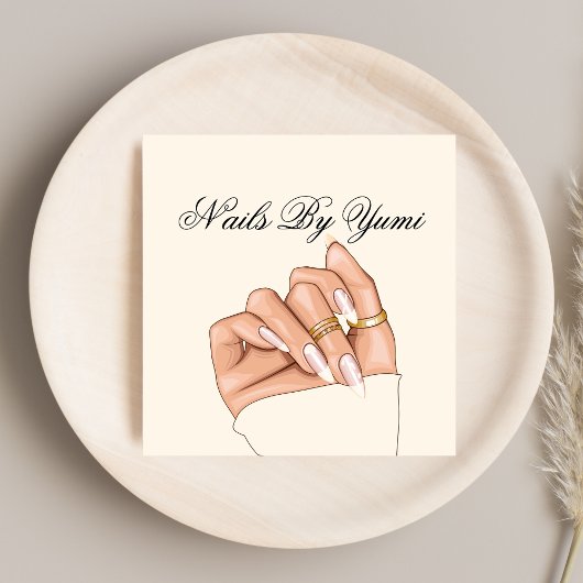 Elegante Girly Nail Salon Nail Technician Manicure Vierkante Visitekaartje
