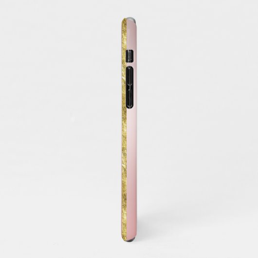 Elegante Girly Peach Gold Glitter Pattern Monogram iPhone Hoesje (Linkerkant)