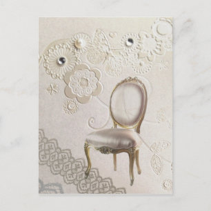 Elegante Girly Pearl Swirls Kant Bloemig Parijs Briefkaart