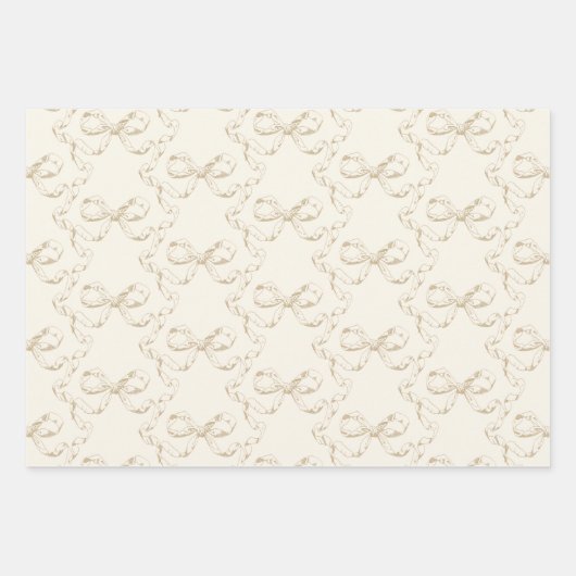 Elegante Girly Preppy Bows Roze Toile Inpakpapier Vel (Voorkant 3)