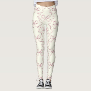 Elegante Girly Preppy Roze Bogen op Ivoor Leggings