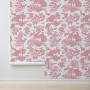Elegante Girly Roze Herten Bos Dieren Toile Behang