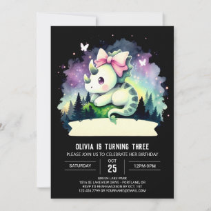Elegante Girly Triceratops Verjaardag Kaart