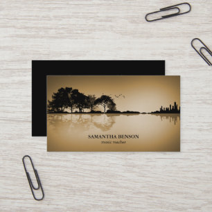 Elegante gitaar meer schaduw landschap muziek lief visitekaartje