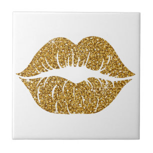 Elegante Glam Gold Glitter Lips Sparkle Tegeltje