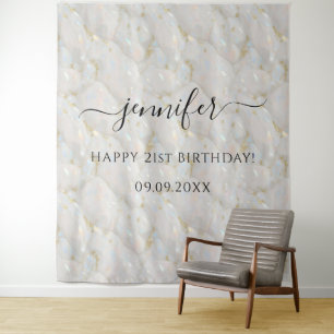 Elegante Glam Pastel Opal Geboortesteen Verjaardag Wandkleed